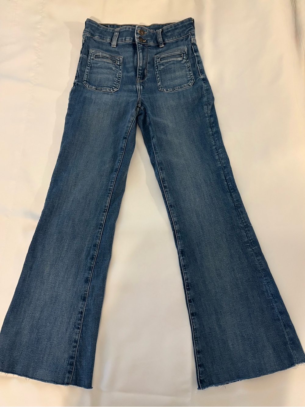 American Eagle Outfitters Blue Flare Wide-Leg Jeans